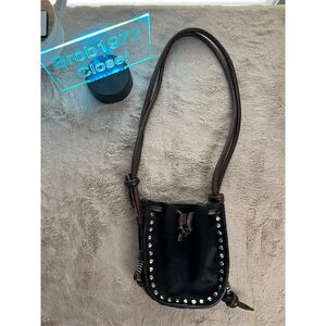 Freebird by Steven Stella Mini Crossbody Bag Black/Brown Studded Detaili…